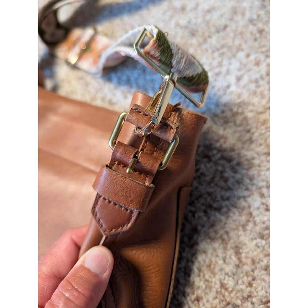Madewell Leather Crossbody Bag Cognac Brown Adjustable Woven Strap Medium - Picture 4 of 13